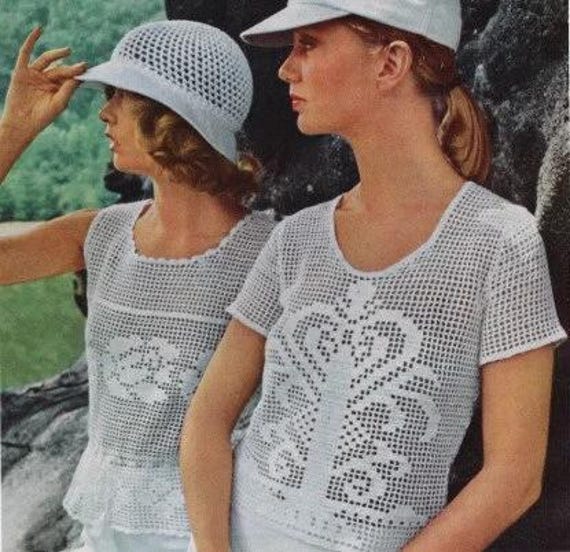 28 Vintage Rose Crochet Patterns: Add Old-World Charm to Your Creations 20 Vintage Filet Crochet Pattern Rose Scroll Blouse Pullover