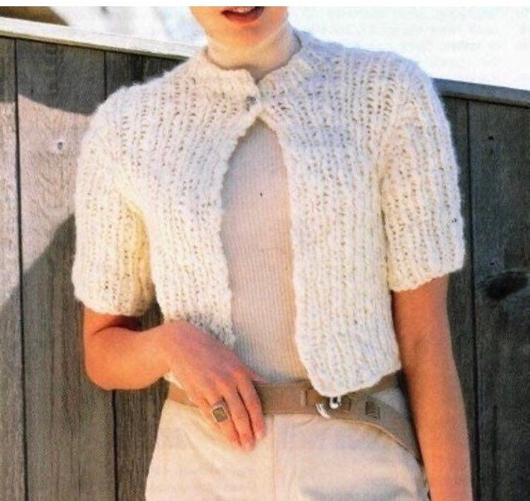 Beginner Knitting Pattern Crop Cardigan Knit Sweater Bolero Etsy