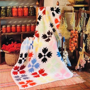 Vintage Crochet Quilt Pattern Patchwork Afghan Blanket Throw INSTANT Digital DOWNLOAD Bear Cat Paw Pattern