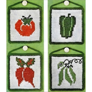 Vintage Crochet Pattern Vegetable Hot Pad Set Pot Holder Country Kitchen Decor PDF Pattern Instant Digital Download Afghan Stitch
