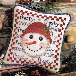 Vintage Christmas Cross Stitch Pattern Frosty the Snowman Pillow or Framed Picture Art PDF Pattern INSTANT Digital DOWNLOAD