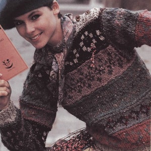 Vintage Knitting Pattern Fair Isle Sampler Pullover Knit Sweater Top PDF Instant Digital Download Lopapeysa Lopi sweater