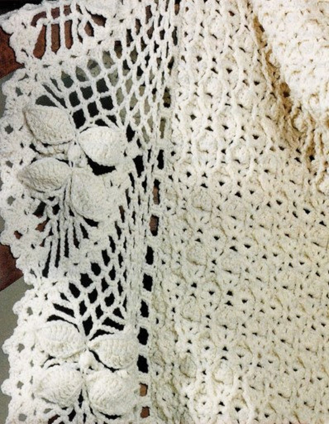 Vintage Crochet Pattern Heirloom Afghan Ecru Victorian Lace Throw ...