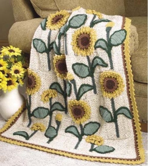 Vintage Afghan Crochet Pattern Summer Sunflowers Motif Lap Warmer Granny Square Motif Lapghan Throw PDF Instant Digital Download Etsy Canada
