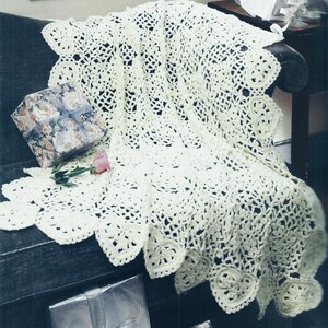 Vintage Afghan Crochet Pattern Loving Heart Lacy Motif Wedding Blanket Throw PDF Instant Digital Download Open work Dainty