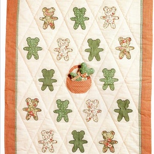 Vintage Sewing Quilting Pattern Baby Quilt Blanket Teddy Bear with Removable Plush PDF Instant Digital Download