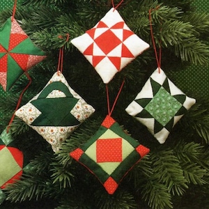 Vintage Sewing Pattern Christmas Patchwork Quilt Ornaments PDF Instant Digital Download Evening Star Square in Diamond Windmill Ohio Star