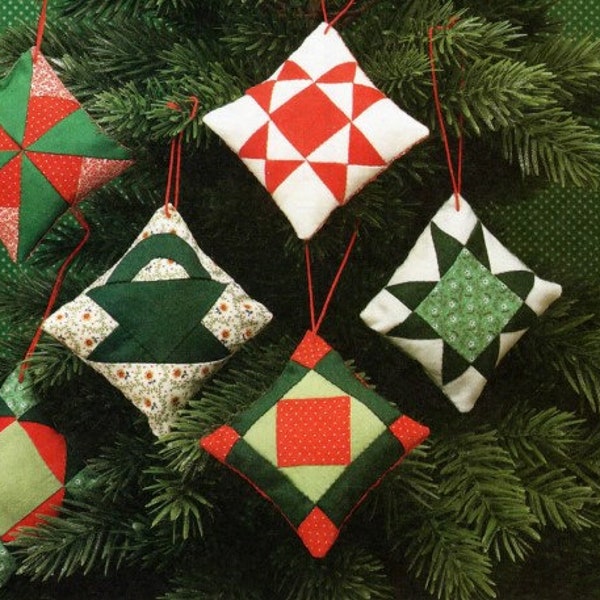 Vintage Sewing Pattern Christmas Patchwork Quilt Ornaments PDF Instant Digital Download Evening Star Square in Diamond Windmill Ohio Star
