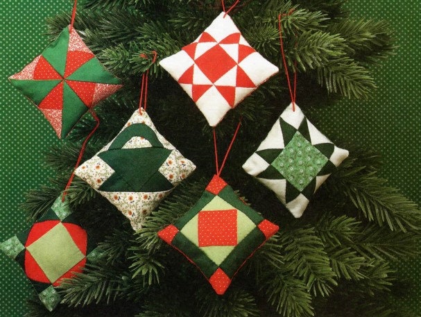 Vintage Sewing Pattern Christmas Patchwork Quilt Ornaments PDF Instant Digital Download Evening Star Square in Diamond Windmill Ohio Star