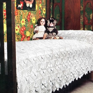 Vintage Bedspread Knitting Pattern Heirloom Flower Afghan Blanket PDF Instant Digital Download Motif Squares