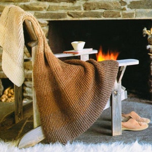 Afghan Knitting Pattern Modern Ombre Alpaca Throw Fall Fireside Blanket PDF Instant Digital Download Woodsy Earthy Minimalist Decor