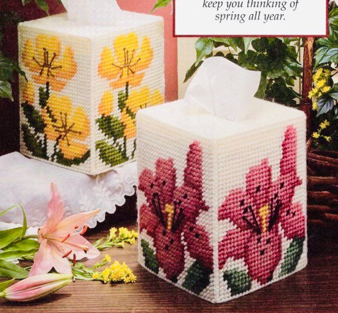 Plastic Canvas Pattern Sundrops and Lily Flower Tissue Box Cover Topper Vintage PDF Instant Digital Printable Download 2 Different Choices - Etsy plastic-canvas-pattern-sundrops-and-lily-flower-tissue-box-cover-topper-vintage-pdf-instant-digital-printable-download-2-different-choices-etsy