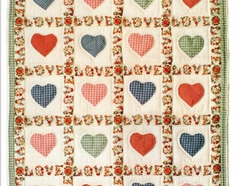 Vintage Sewing Pattern Baby Crib Quilt Blanket Heart Blocks PDF Instant Digital Download Quilting Pattern