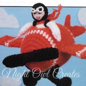 Vintage Crochet Pattern Airplane Ace the Pilot Amigurumi Stuffed Plush Toy PDF Instant Digital Printable Download Value Price Pattern