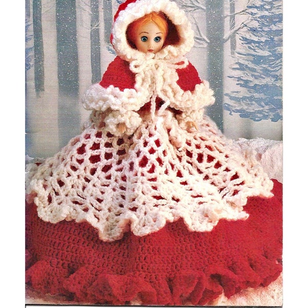 Vintage Crochet Pattern Doll Dress Winter Princess Bed Doll Fits 15in Doll PDF Instant Digital Download