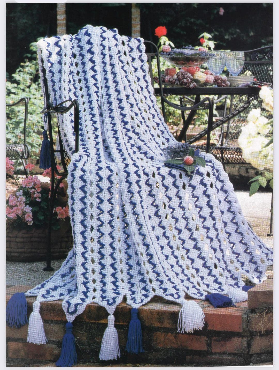 Vintage Mile a Minute Crochet Pattern Blueberry Ice Lace Afghan Throw ...