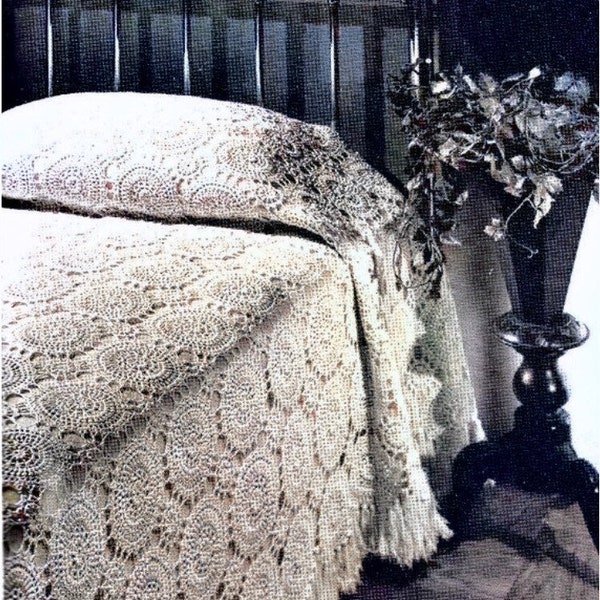 Vintage Crochet Pattern Medallion Bedspread Afghan Blanket Coverlet Throw PDF Instant Digital Download