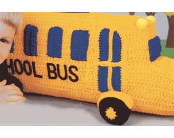 Vintage Crochet Pattern Amigurumi School Bus Plush Pillow Toy PDF INSTANT Digital DOWNLOAD Van Lifers Converted Bus