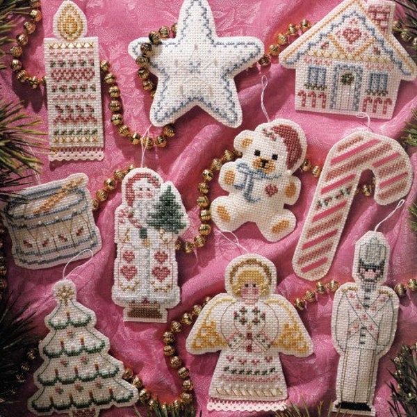 Vintage Cross Stitch Christmas Pattern Elegant Victorian Ornaments Set of 10 PDF Instant Digital DOWNLOAD Tree Angel Star Tree Candy Cane