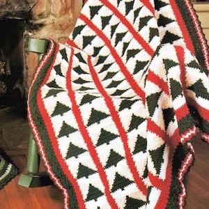 Vintage Christmas Blanket Crochet Pattern Evergreen Tree Motif Winter Afghan Throw Wrap PDF Instant Digital Download