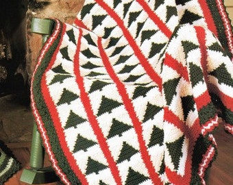 Vintage Christmas Blanket Crochet Pattern, Evergreen Tree Afghan (PDF Download)