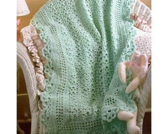 Vintage Baby Blanket Crochet Pattern Snuggle Up Elegant Lacy Baby Afghan PDF Instant Digital Download Stroller Cover Shower Gift