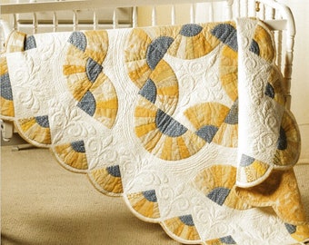 Baby Quilt Blanket Pattern Good Morning Sunshine PDF Instant Digital Download Grandmother's Fan Blocks  Sewing Templates Flower Quilting