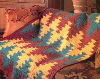 Vintage Crochet Blanket Pattern Ode to Santa Fe Southwestern Navajo Afghan Throw PDF Instant Digital Download Geometric Aztec