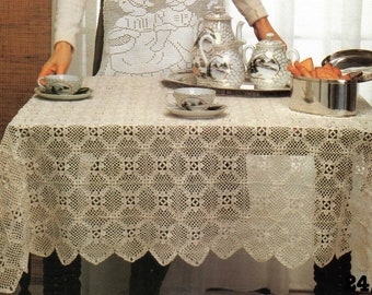 Motif de nappe carrée au crochet vintage Motif PDF Téléchargement numérique instantané Vacances Noël Héritage