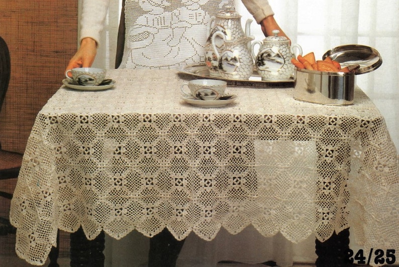 Vintage Crochet Pattern Square Tablecloth Motif Pattern PDF Instant ...