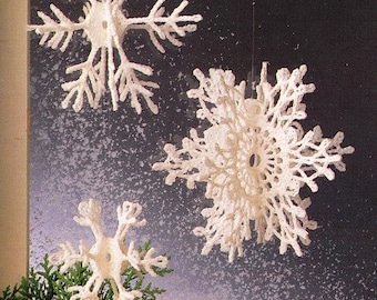 Vintage Snowflake Ornaments Crochet Pattern 3-Dimensional  PDF Instant Digital Download Christmas Holiday Window Decorations