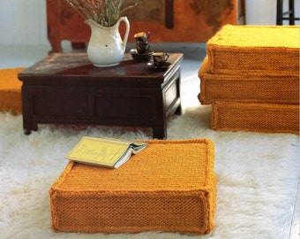 Mid Century Modern Knitting Pattern Floor Seat Cushions PDF Instant Digital Download Home Decor