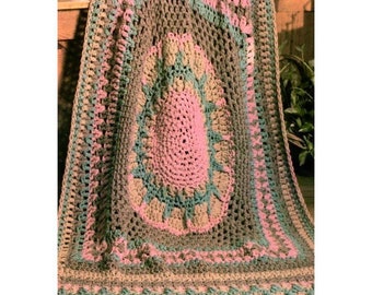 Vintage Afghan Crochet Pattern Simply Marvelous Medallion Gypsy Tapestry Blanket Bohemian Throw PDF Instant Digital Download