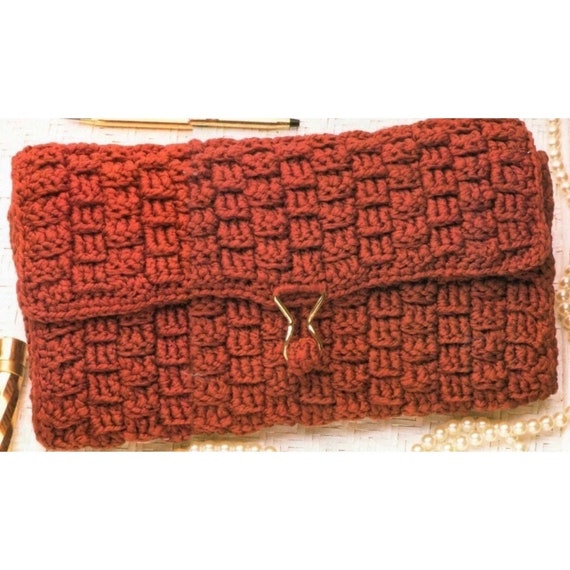Vintage Crochet Pattern Woven Clutch Bag Handbag PDF Instant Digital Download Date Night Purse Bohemian Crocheted Bag