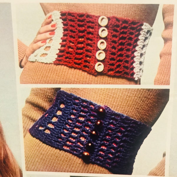 Vintage Crochet Pattern Classy Cummerbunds Wide Belt Hippie Boho PDF Instant Digital Download 2 different versions