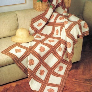 Vintage Crochet Pattern Sea Shells Ocean Embroidered Patchwork Afghan Blanket Throw PDF Instant Digital Download Beach House Decor