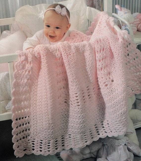 Vintage Crochet Pattern Precious in Pink Lacy Baby Afghan Blanket PDF Instant Digital Download Stroller Cover Shower Gift Etsy Canada