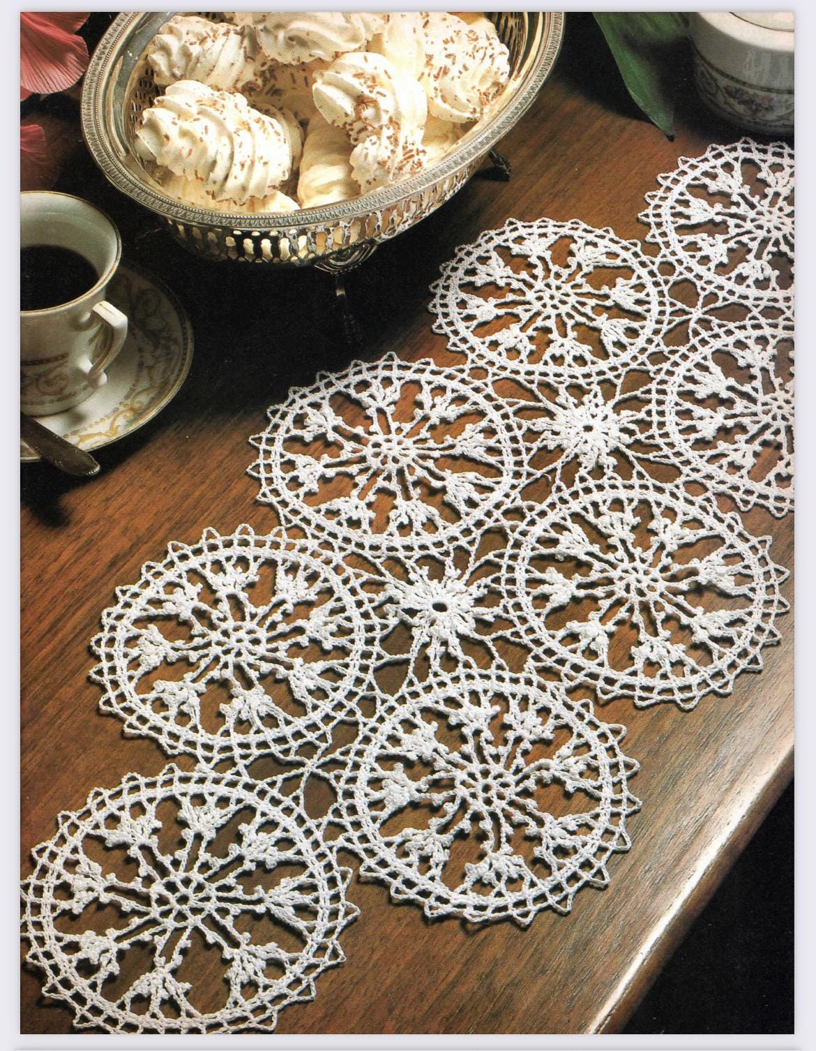 30 Doily Dress Crochet Patterns for Charming Wearables and Vintage Lace Ideas 9 Wagon Wheel Motif Runner PDF Pattern