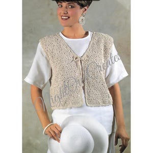 Vintage Crochet Vest Waistcoat Pattern Cropped Cardigan Sweater Short & Sweet Sleeveless Knit Top PDF Instant Digital Download