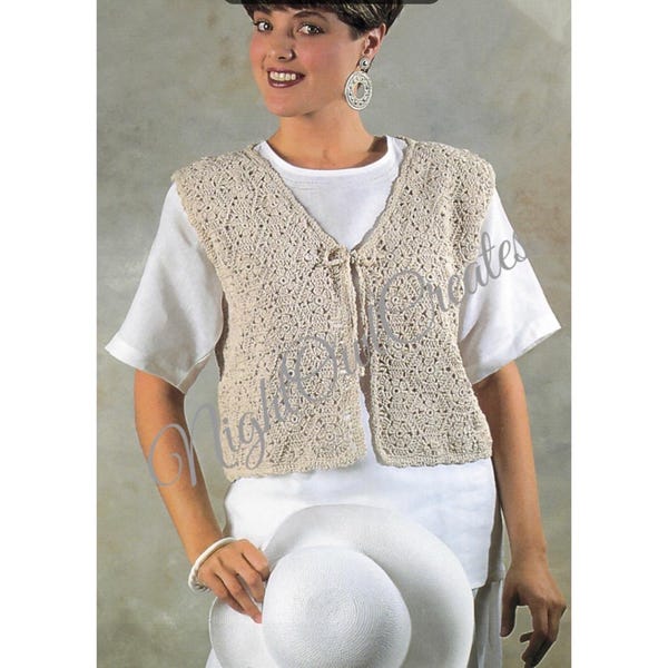 Vintage-Inspired Sleeveless Crochet V-Neck Vest