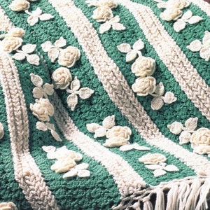 Vintage Mile a Minute Afghan Crochet Pattern Irish Lace and Roses ...