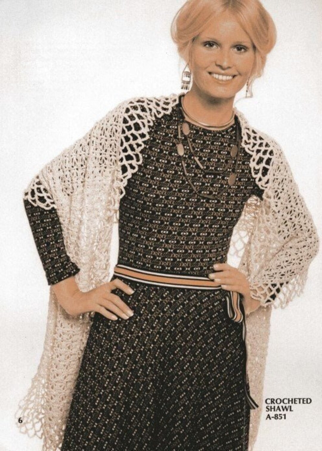 Vintage Shawl Crochet Pattern Easy Bohemian Rectangle Lacy Wrap Scarf ...