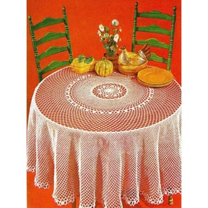 Vintage Heirloom Round Tablecloth Crochet Pattern PDF Instant Digital Download Holiday Christmas