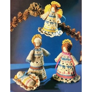 Vintage Christmas Crochet Pattern Nativity Scene Set Joseph Mary Baby Jesus Angel PDF Pattern INSTANT Digital DOWNLOAD
