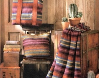 Vintage Knitting Blanket Pattern Southwest Stunner Navajo Indian Knitted Afghan Throw PDF Instant Digital Download