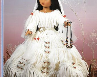 Vintage Crochet Pattern Leaflet Southwestern Indian Princess Doll Clothes Dress Pattern PDF Instant Digital Download