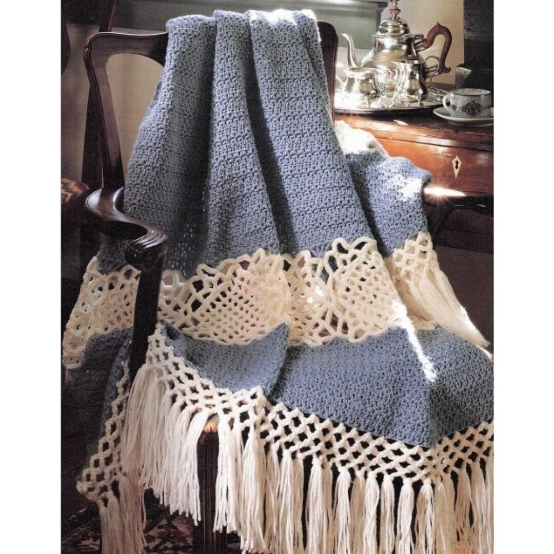 Vintage Crochet Pattern Heirloom Victorian Lace Afghan Blanket Lacey