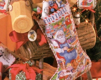 80s Country Christmas Scene Needlepoint Stocking Kit 