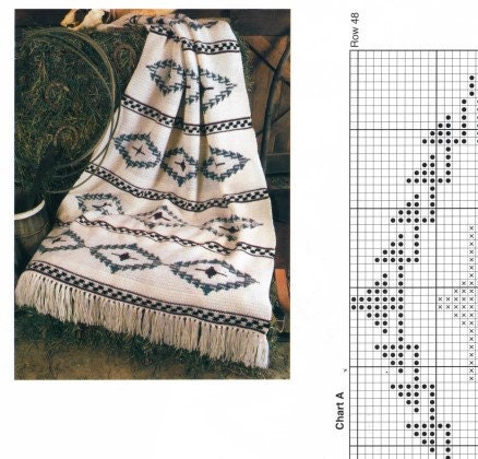 Vintage Crochet Blanket Pattern Native American Navajo Indian Afghan ...