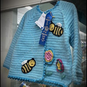 Vintage Crochet Pattern Girls Ornate Cardigan Sweater Jacket PDF Instant Digital Download Bee Hive Flower imagen 5